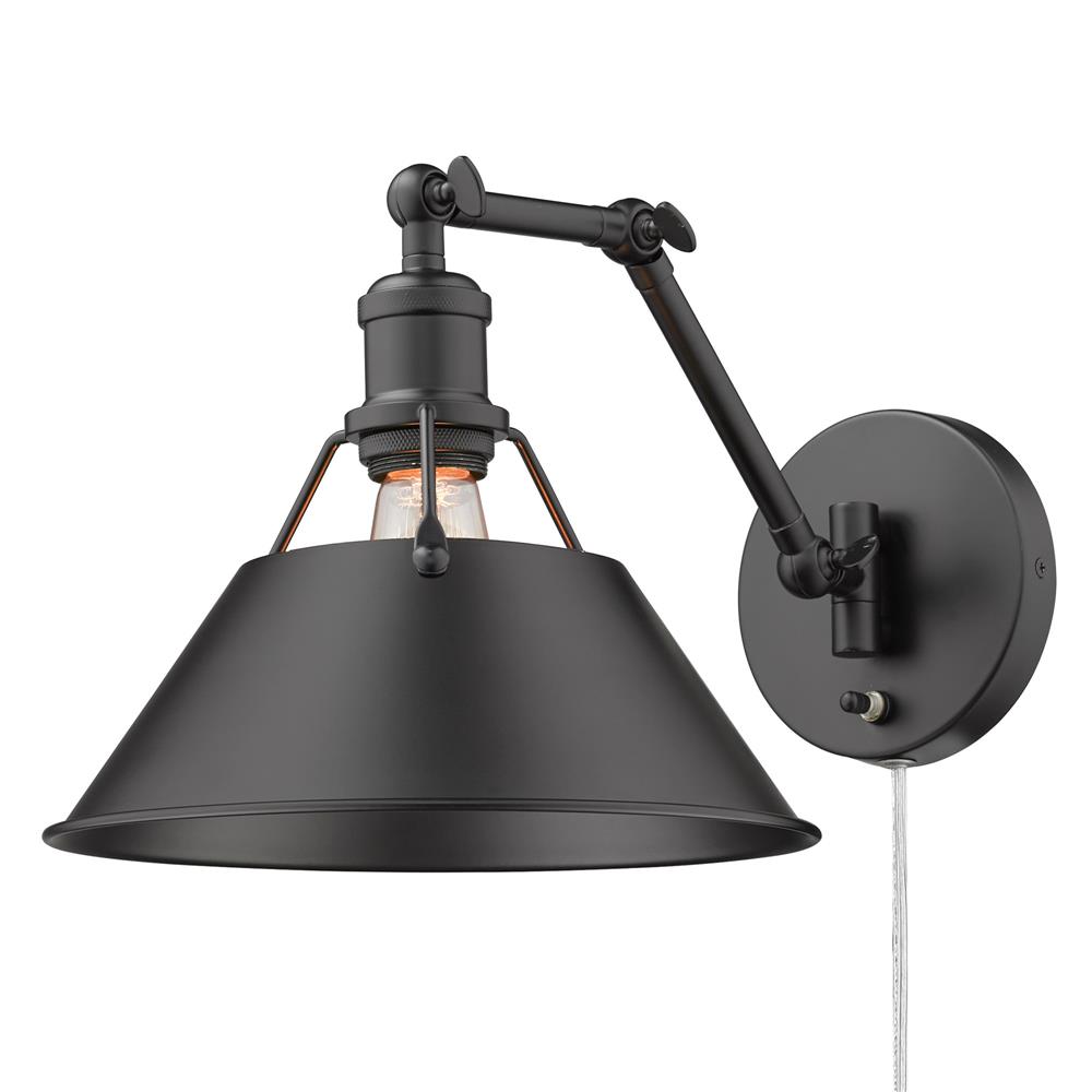 Golden Lighting 3306-A1W BLK-BLK Orwell 1 Light Articulating Wall Sconce in the Matte Black finish